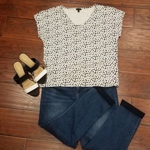 Talbots black and white polka dot top sz XL
